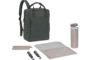 LÄSSIG Baby Wickelrucksack Wickeltasche Rucksack mit Wickelunterlage, Kinderwagenbefestigung, Flaschenhalter nachhaltig produziert/GRE Vividal Backpack