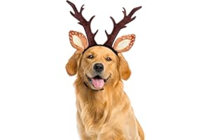 Naler Fascia per Animali Domestici di Natale, Fascia Natalizia per Cani e Gatti Copricapo Regolabile in Alce con Orecchie da Renna Per Cani E Gatti Feste E Cosplay 34 * 25 cm