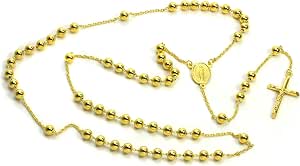 9ct Gold Heavy Rosary Bead Necklace 
