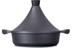 INTIGNIS Tajine Topf Induktion 28cm/4,2L – Marokkanischer Tagine Guss-Aluminium – Für alle Herdarten (Induktion, Gas, Ceran) Keramik Antihaft – Kein Rosten, Kein Zerbrechen – Für 4-6 Personen (Schwarz)