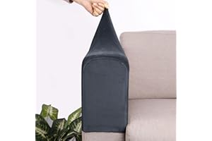 VIKAUL Set of 2 Spandex Armrest Covers Anti-Slip Couch Arm Covers Thick Velvet Armchair Slipcovers Removable Armchair Covers for Sofas Recliner Chairs Office,Navy