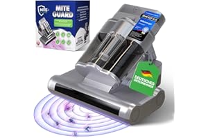 ‎MITE GUARD Miteguard® Milbensauger für Matratzen & Polster mit 2 Spezialbürsten - UV-Licht, Ultraschall-Gerät & 60°C Heißluft - Matratzenreiniger, Sauger gegen Hausstaubmilben, Tierhaare & Allergene