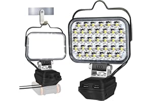 GZYZ LED Akku Lampe Für Worx 20V 4Pin,100W 5000LM Kabellose Spotlight Baustellenlampe,LED Campinglampen Mit 2 USB-Ladeanschlüssen,Niederspannungsschutz für Gärten, Hinterhöfen, Garagen(keine Batterie)