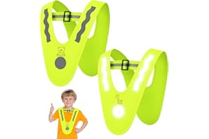 FZSECRIU Warnweste Kinder 2er-Set mit 4 Reflektorband 360 Grad Reflektierende V-Form,Warnweste Kinder 3-12 Jahre,Warnwesten Auto Kinder,Kinderwarnweste,Reflektorweste für Schulweg,Fahrrad,Laufen