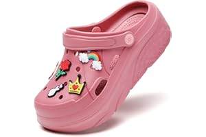 SECHRITE Zuecos de plataforma para mujer, ligeros, de goma EVA, impermeables, zuecos de jardín, zapatillas de camping con plantilla, sandalias de plataforma