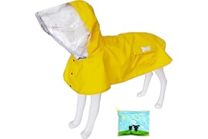 MAMORE Waterproof Dog Raincoat, Adjustable Reflective Lightweight Pet Rain Clothes with Poncho Hood(Yellow, XX-Large)
