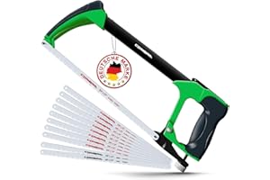 CONBRA® Metallsäge 300mm mit 8x BI-Metall Sägeblatt und 2x Holz Sägeblatt - 45° und 90° Sägeblatt Rotation - Ergonomischer Griff mit Gummibeschichtung