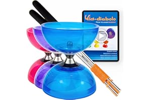 Juggle Dream Cyclone Quartz Diabolo de Jonglage Set - Pro Diabolo Triple Roulement A Bille + des Diablo Baguettes en Aluminium, et Vidéo d'apprentissage en Ligne (Bleu)