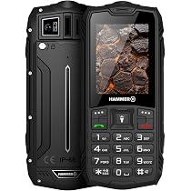 Hammer H Forge Telefono cellulare da esterno senza contratto, 32 GB, batteria da 2300 mAh, display TFT da 2,4, torcia, IP68, radio FM, jack da 3,5 mm, 2 MP, USB-C, doppia SIM