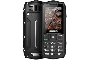 Hammer H Rock LTE Outdoor Handy ohne Vertrag, 3000mAh Akku, 64 GB, 2,4" IPS Display, große Tasten, SOS-Taste, Taschenlampe, FM-Radio, Bluetooth, USB-C, Dual SIM, IP68/MIL-STD-810H, Schwarz
