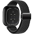 KEYSJEFF Nylon Watch Strap Compatible with Fitbit Versa 3/Versa 4/Fitbit Sense/Sense 2 Braided Elastics Sport Watch Band Adjustable Magnetic Buckle Straps Women Men (Not Include Watch)