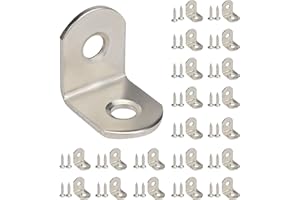 JINSION 20 piezas Escuadras Metalicas, Angulos Metalicos, Escuadras Acero Inoxidable, Soporte de Esquina,Escuadras para Estanterias, 20x20mm, con 40 Tornillos, para Silla Mueble, Mesas de Madera