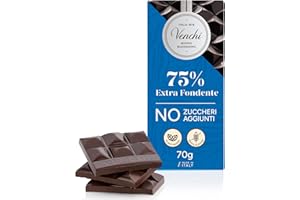 Venchi - Tavoletta Extra Fondente NO Zuccheri Aggiunti, 70 g - NO Edulcoranti Artificiali - Senza Glutine - Vegano