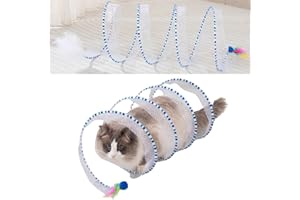 Bimhayuu Spiral Tunnel Cat Toy, Self-Play Cat Hunting Spiral Tunnel Toy, Cat Spiral Tunnel Toy, Spiral Tunnel Self Play Cat Toy for Indoor Cats Play Exercise (Blue)