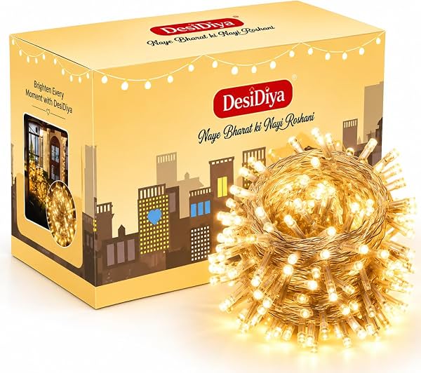 DesiDiya® 35 Feet Long LED Power Pixel Serial String Light, 360 Degree Light in Bulb | Copper Led Pixel String Light for Home Decoration,Diwali,Christmas(Warm White) Pack of 1