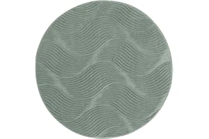 ‎TARACARPET Taracarpet Short Pile Boho Skandi Polyester Rug in 3D Look, Washable, Easy to Clean and Robust, Ideal for Living Room, Bedroom and Children's Room, Also as a Bath Mat, Green Dune, 080 cm, Round