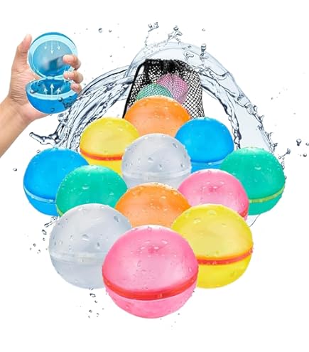 ZQEJEFD 15 Stück Wiederverwendbare Wasserbomben - Silikon-Wasserballons Mit Selbstverschluss