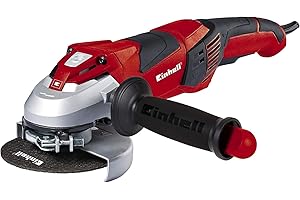 Einhell Szlifierka kątowa TE-AG 125 CE (1100 W, tarcza Ø 125 mm, stała elektronika, osłona ochronna, klucz w regulowanym dodatkowym uchwycie, bez tarczy tnącej)