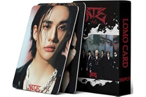 PYAJUU Stray Kids Photocards Kpop Stray Kids ATE Album Photocards 55PCS Stray Kids Lomo Cards ATE Photo Cards Stray Kids Merch Felix Photocards Hyunjin Photocards (Black)