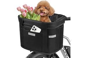 Focenat Cestino Bicicletta Anteriore, Anteriore per Bicicletta Pieghevole Borsa a Mano, Cestino per Bici Staccabile, Cestino Multiuso per Biciclette per Animali Domestici Cani Gatto Picnic Shopping
