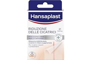 Hansaplast Cerotti Riduzione delle Cicatrici, Hansaplast cerotti cicatrici trasparenti e discreti, Adatti a cicatrici recenti o preesistenti, 1 confezione da 21 pezzi