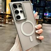 Coverzone Samsung Galaxy S24 Ultra ile uyumlu Kamera Lens Aparatlı Stand Olabilen Magsafe ile uyumlu Kamera Korumalı Şeffaf F