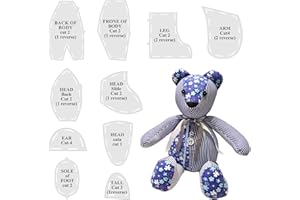MODLOAN Memory Bear Template,Memory Bear Sewing Pattern,Memory Bear Template Ruler Set,Memory Bear Template Pattern Plastic,Memory Bear,Teddy Bear Making Kit,DIY Sewing 10 Inches
