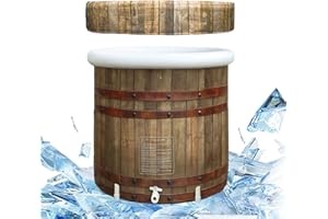 B&Y Faltbare Erwachsene Badewanne mit Abdeckung, 80cm Ø Large Eisbaden Tonne Aufblasbare Eisbad für Athleten und Sportler, 377L Freistehende Ice Tub Eisfass für Kaltwassertherapie