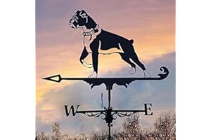 ANCNA-U wind vane Boxer Dog Stainless Steel, Garden Ornaments Metal Stake Decor, UV- Resistant Easy Installation Practical, Outdoor House Fence Posts pergolas barn Pavilion