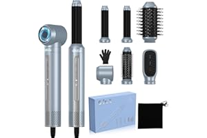 ‎UKLISS UKLISS Airstyler Lockenstab Set,UKLISS Hairstyler Warmluftbürste 6 in 1, 3 Temperaturanpassungen Haarstyler, Ionen Föhnbürste Set, zum Trocknen, Locken, Glätten der Haare(Blau)