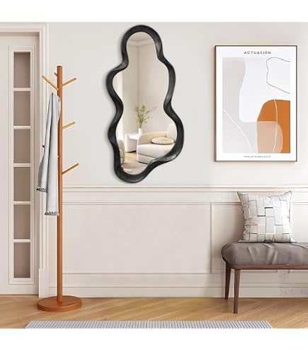 Miroir Lumineux LED Asymétrique 90,9x66 Cm - Forme Organique Sans Cadre, Blanc Chaud/Neutre/Froid - Pour Salle De Bain, Chambre, Salon