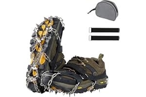 Hmseng Crampones, Crampones Acero Inoxidable Ligeros 19 Dientes，Se Utiliza para montañismo de Invierno en Hielo y Nieve, Escalada en Roca, montañismo para Acampar