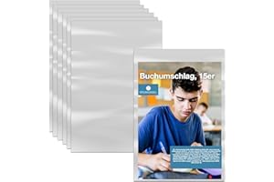 ORGANIZABEL 15 fundas para libros DIN A4, transparentes, para libros, cuadernos, fundas y fundas para cuadernos