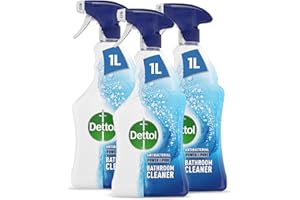 Dettol Bathroom Cleaner Spray, Multipack of 3 X 1L, Total of 3L, Antibacterial Bathroom Spray, Shower Cleaner, Shower Screen Cleaner, Limescale Remover, Disinfectant, Household Cleaners