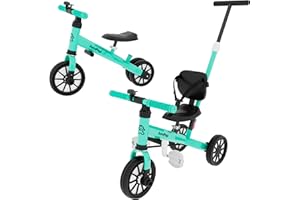 JumPop® Triciclo Evolutivo 5 en 1 + Timbre con Pegatinas y Vídeo Montaje QR incluído | Triciclo Bebe 1 Año a 4/5 Años(Dependiendo del tamaño) con Complementos Divertidos