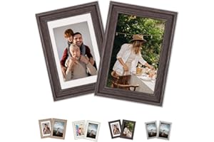 GANCEDO HOME Marco de Fotos 10x15 cm - 2 Uds - Marcos de Fotos de Madera - Marco de Fotos con Paspartú - Porta Fotos Mesa - Marcos de Fotos Baratos - Regalo Aniversario - Cuadros de Fotos (10x15 cm, Wengue)