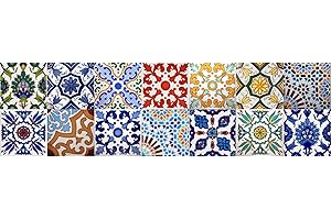 GENERICO 14 Mattonelle MISTE in ceramica smaltata. Pacco contenente 14 mattonelle decorate 20 X 20 cm spessore 0,6 cm - Mattonelle Tunisine realizzate con Serigrafia Artigianale. Adatte a rivestimento.