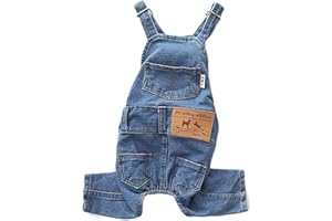 AUJELLY Hundebekleidung Mode Hund Kleidung Kostüme Haustier Jean Overalls Kleidung Haustier Hose Gewaschene Jeanshosen tragen zweibeinige Kleidung kuscheliger Hundepullover 1353 (S, Blau)