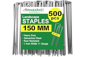 AMAGABELI GARDEN & HOME 500 Erdanker Bodenanker Unkrautvlies Anti-Rost Stück Aus Gehärtetem 150 MM Durchmesser Stahl Erdanker Verzinkt Premium - U-förmig Bodenanker Unkrautvlies Gartenvlies Heringe