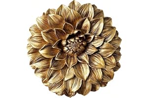 HAUCOZE Blommig väggdekor konst väggskulptur modern hem present 30 cm | Guld polyresin blomstaty hantverk konst mode prydnad för vardagsrum kontor café bar