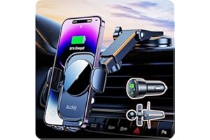 Auckly uchwyt na telefon komórkowy z funkcją ładowania 60W PD+QC+pryssawka+klips. Qi 15W, szybka bezprzewodowa ładowarka do iPhone 12/13/14/15