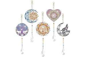 KYNLE 5 Pezzi Diamont Painting, Campana A Vento Pittura Diamante, Kit per Pittura Artistica con Diamanti, Adatto per L'Artigianato Della Decorazione Delle Finestre Del Giardino Dell'Home Office