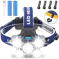 Soft Digits Stirnlampe LED, 5 Lampen 21 LED 9 Modi 18000 Lumen Superheller USB Wiederaufladbare Kopflampe, Stirnlampen…