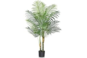 Kazeila Piante Finte da Interno 120cm Piante Artificiali Palma Pianta da Interno Esterno Decorazioni Casa Soggiorno Moderno Bagno Balcone