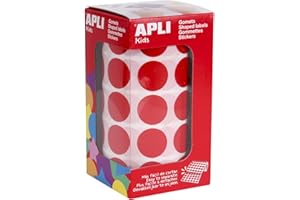 APLI Kids 4861 - Gomets autoadhesivos circulares 20mm rojo en rollo, pegatinas redondas