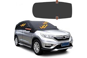 Half Car Cover Waterproof Ninonly 210D Universal Car Covers Waterproof All Weather Protection from Rain Dust Sun Leaves for Windshield Black