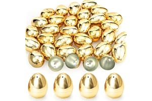 Bluelves Huevos de Pascua, 36 Piezas Oro 2-Part Eggs Plásticos,Decoración de Pascua,Huevos de Pascua Juguetes Favores de Partido, para Bolsa Relleno Que los se llenen Dulces la búsqueda Huevos Pascua