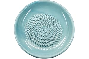 Kaladia Keramik Reibeteller/Keramikhobel - ideal für Ingwer, Parmesan etc. - in Pastellblau - Durchmesser: 12 cm - handgemacht & handbemalt - Made in Spain