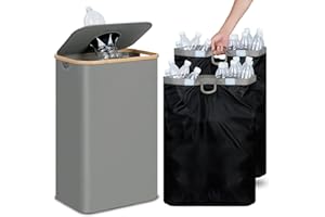 efluky 100L Poubelle de Recyclage, Collecteur de Bouteilles Consignées avec Couvercle, Rangement de Bouteilles Consignées avec Deux Sacs de Transport