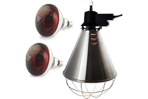 FRATRISPRO Wärmestrahler mit Sparschalter | Set 2 Stück Rotlichtlampe Wärmelampe E27 | Ferkellampe, Kückenlampe, Wärmelampe Tiere, Hühner, Infrarot Heizstrahler (250 Watt)